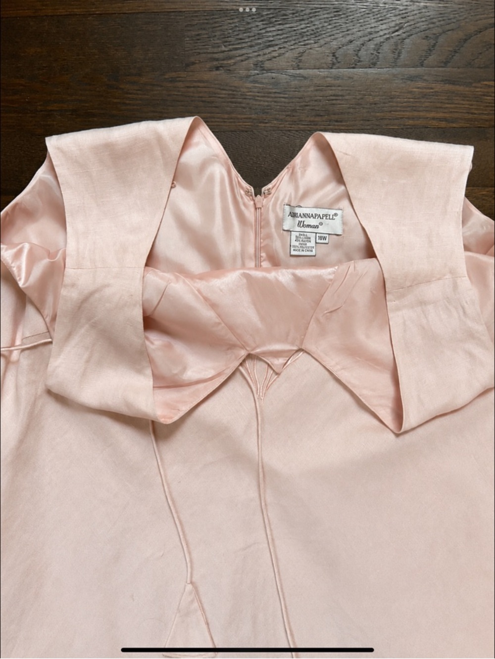 Adrianna Papell Woman 18W Blush Pink Linen Blend Embroidered Midi Dress Plus - Picture 15 of 16